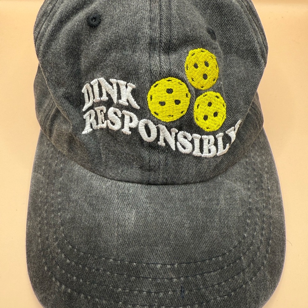 New-Dink Responsibly Pickleball Embroidered Charcoal Adjustable Cap Hat-Unisex